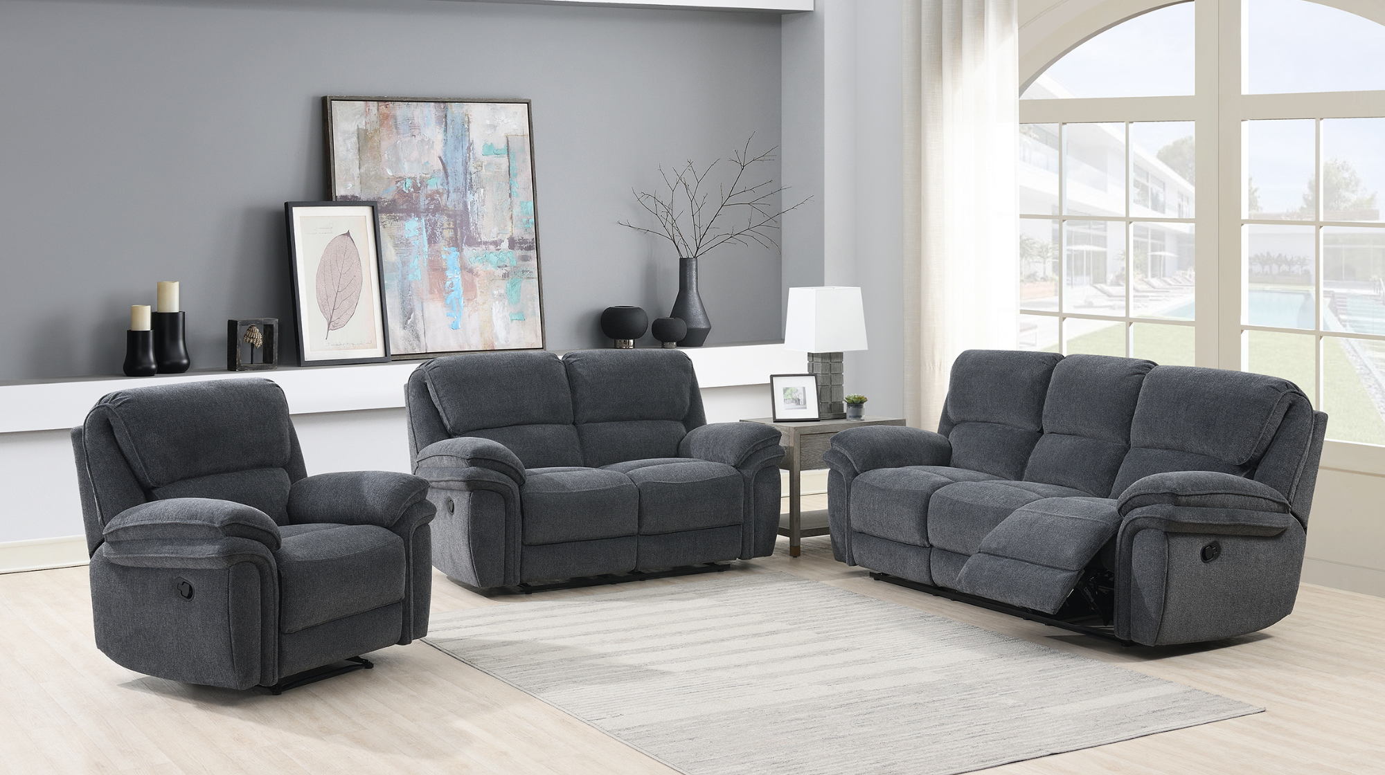 Superior 3 Seater Recliner Fabric Sofa