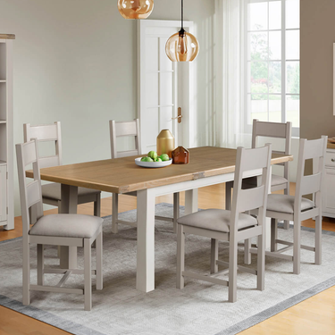 Henley Wooden Dining Chair Grey Fabric Seat - Grey
