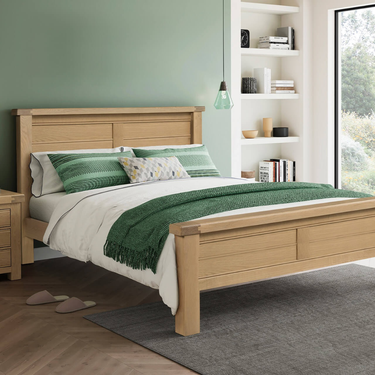 Denley Wooden King Size Bed 5' Low Footboard - Oak
