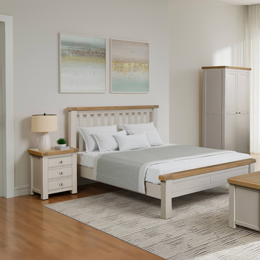 Henley Wooden Bedside Table 3 Drawer - Taupe