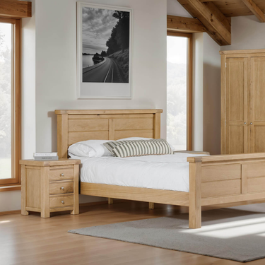 Denley Wooden Bedside Table 3 Drawer - Oak