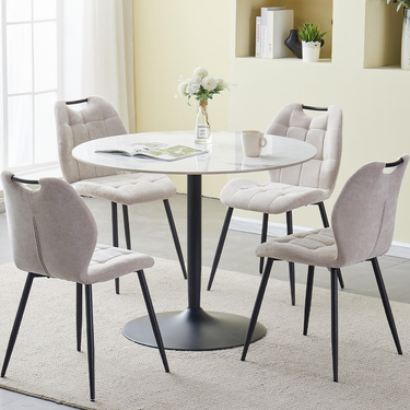 Monaco Dining Table Round 80cm - White Sintered Stone