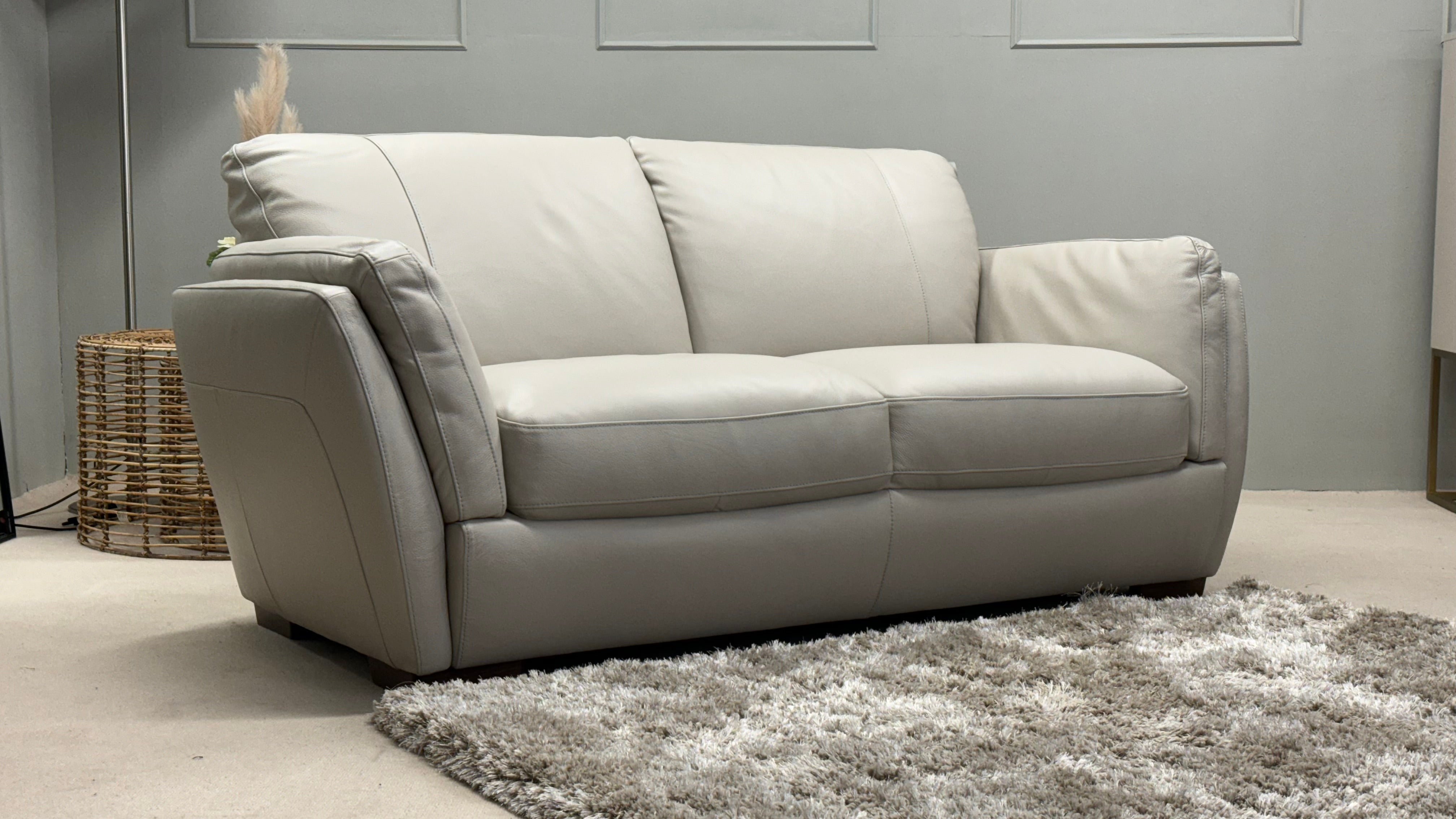 Amalfi 2 Seater Natuzzi Cream Leather - Oak Furniture land