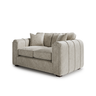 Roxy Night 2 seater sofa in light grey fabric with plush cushions and modern rounded arm design