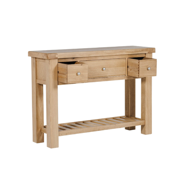Denley Wooden 3 Drawer Console Table - Oak