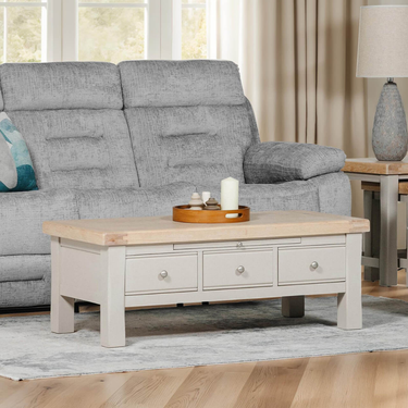 Henley Wooden 3 Drawer Coffee Table -Taupe