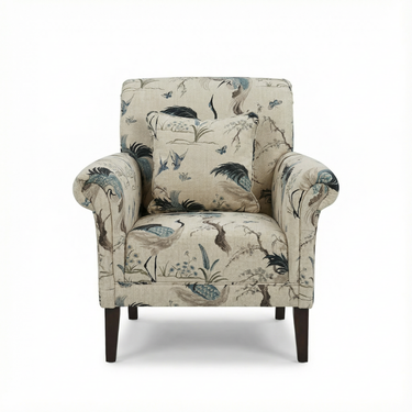 Yorkie Fabric Scroll Arm Accent Chair