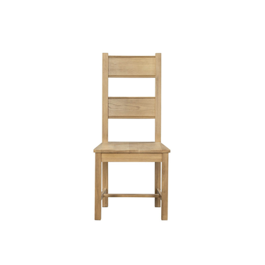 Denley Wooden Dining Chair Grey Fabric Seat - Oak