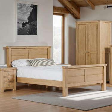 Denley Wooden King Size Bed 5' Low Footboard - Oak
