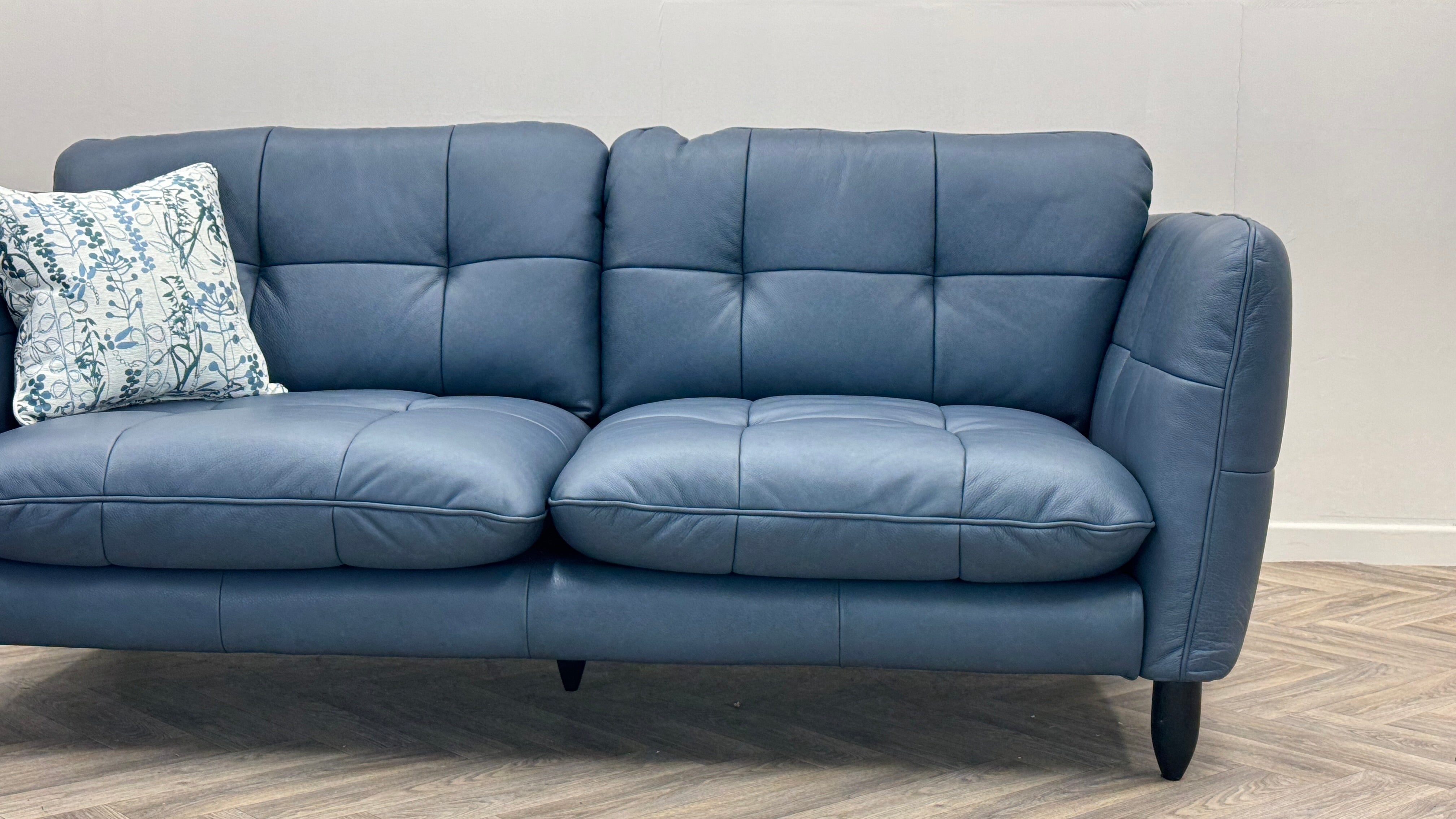 Jackie 3 Seater & Loveseat Blue Leather - Sample