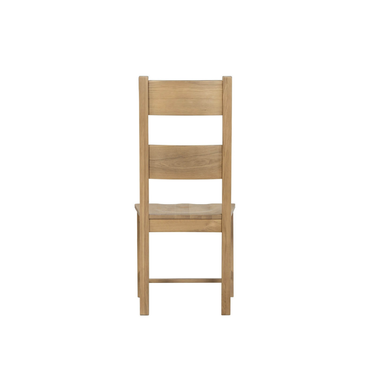 Denley Wooden Dining Chair Grey Fabric Seat - Oak