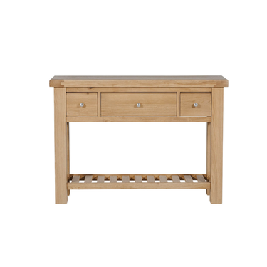 Denley Wooden 3 Drawer Console Table - Oak