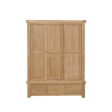 Denley Wooden Wardrobe 3 Door - Oak
