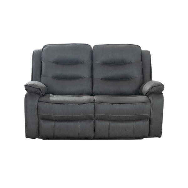 Florence 2 seater recliner sofa in charcoal grey fabric, front view on a white background