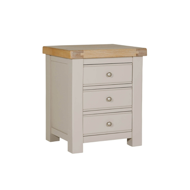 Henley Wooden Bedside Table 3 Drawer - Taupe
