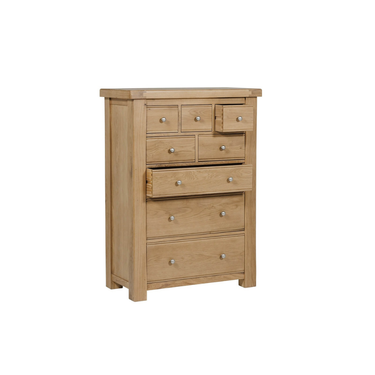 Denley Wooden Tall Chest 8 Drawer - Oak