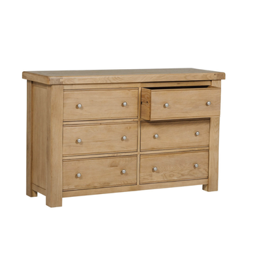 Denley Wooden Dressing Chest 6 Drawer - Oak