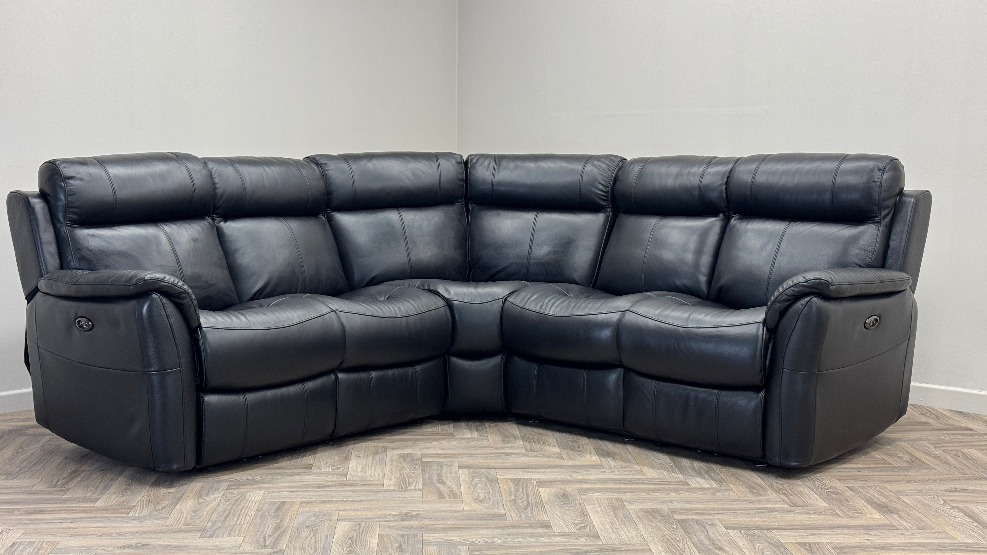 Revive 2 Corner 2 Sofa Power Recliner Black Leather