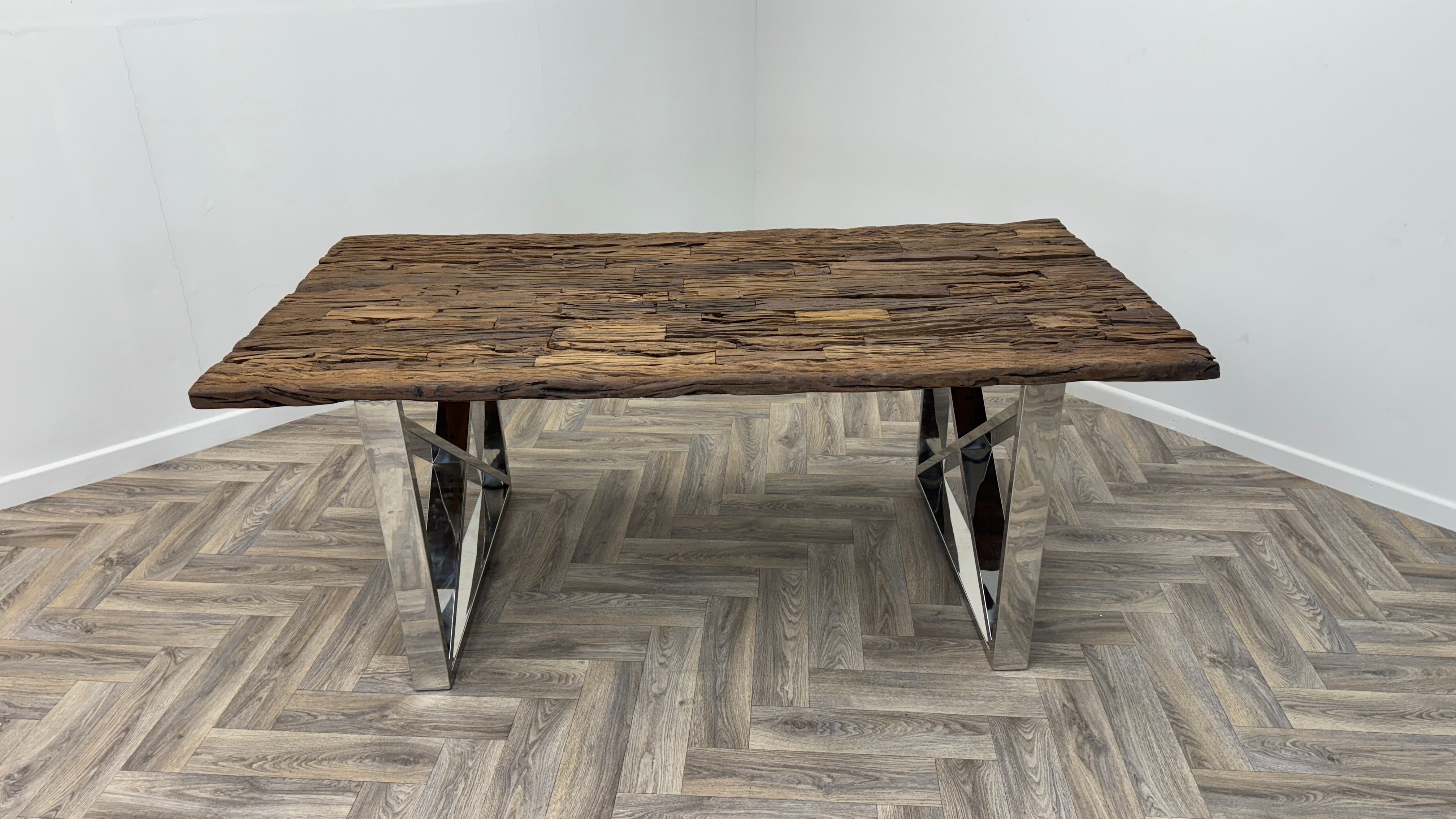 Chennai Dining Table with Chrome Cross Legs