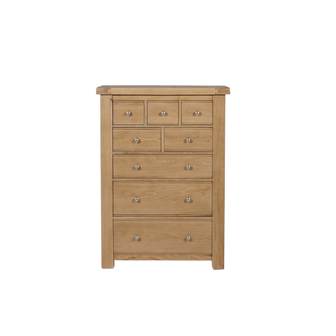 Denley Wooden Tall Chest 8 Drawer - Oak