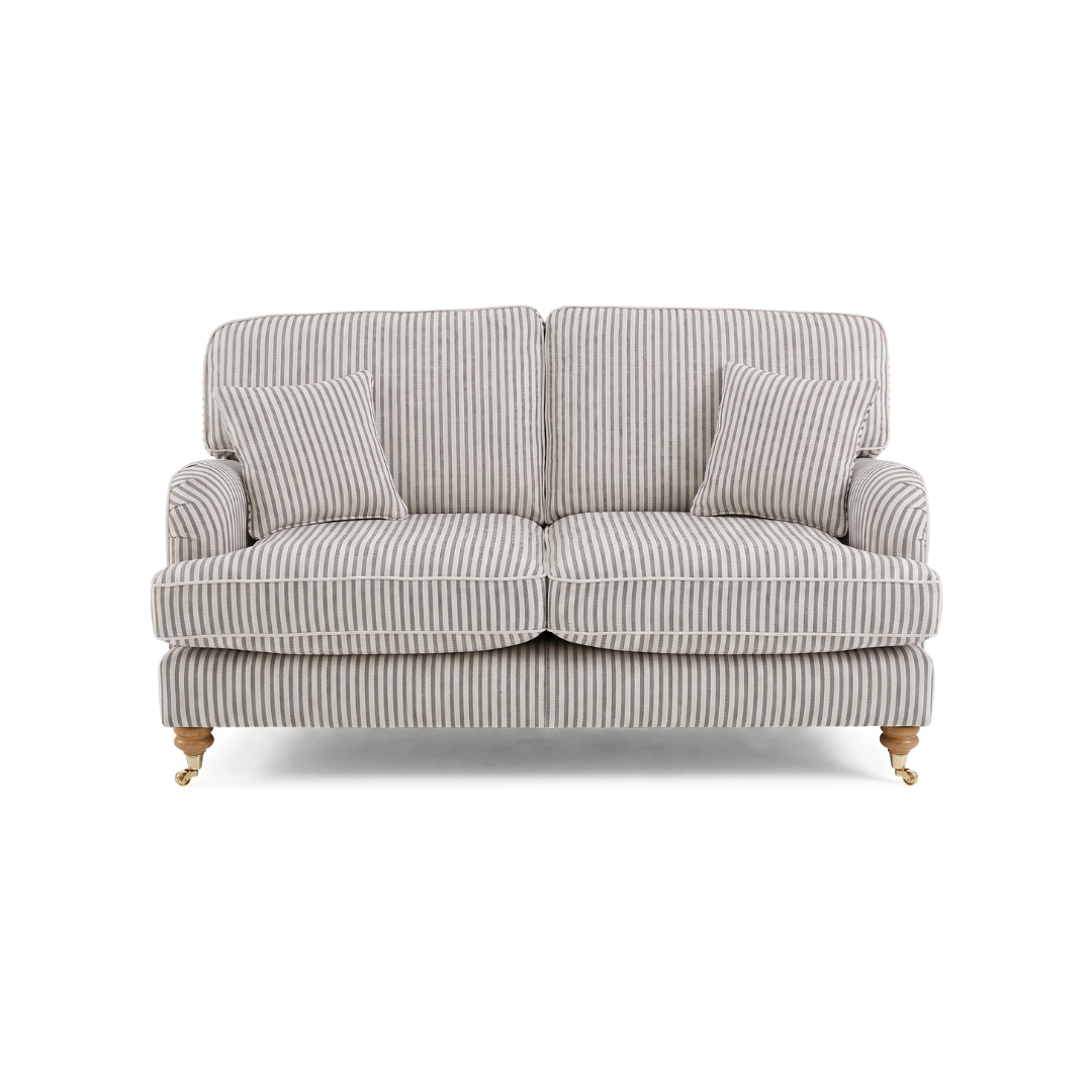 Bella Cove Grey 2 Seater Fabric Traditional Cottage Style Sofa