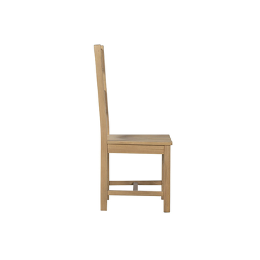 Denley Wooden Dining Chair Grey Fabric Seat - Oak
