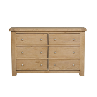 Denley Wooden Dressing Chest 6 Drawer - Oak