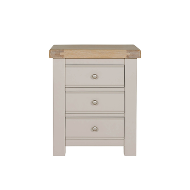 Henley Wooden Bedside Table 3 Drawer - Taupe