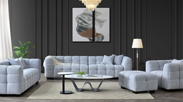 Harlem 4 Seater Sofa in Pearl Boucle Fabric