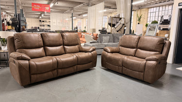Isobelle 3 & 2 Seater Manual Recliner Brown Sofa Set - Clearance