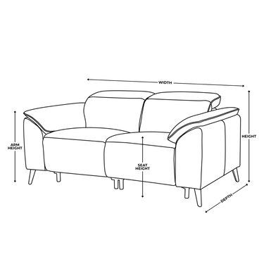 Hudson 2 Seater Power Recliner W/ Adjustable Headrests Fabric Sofa