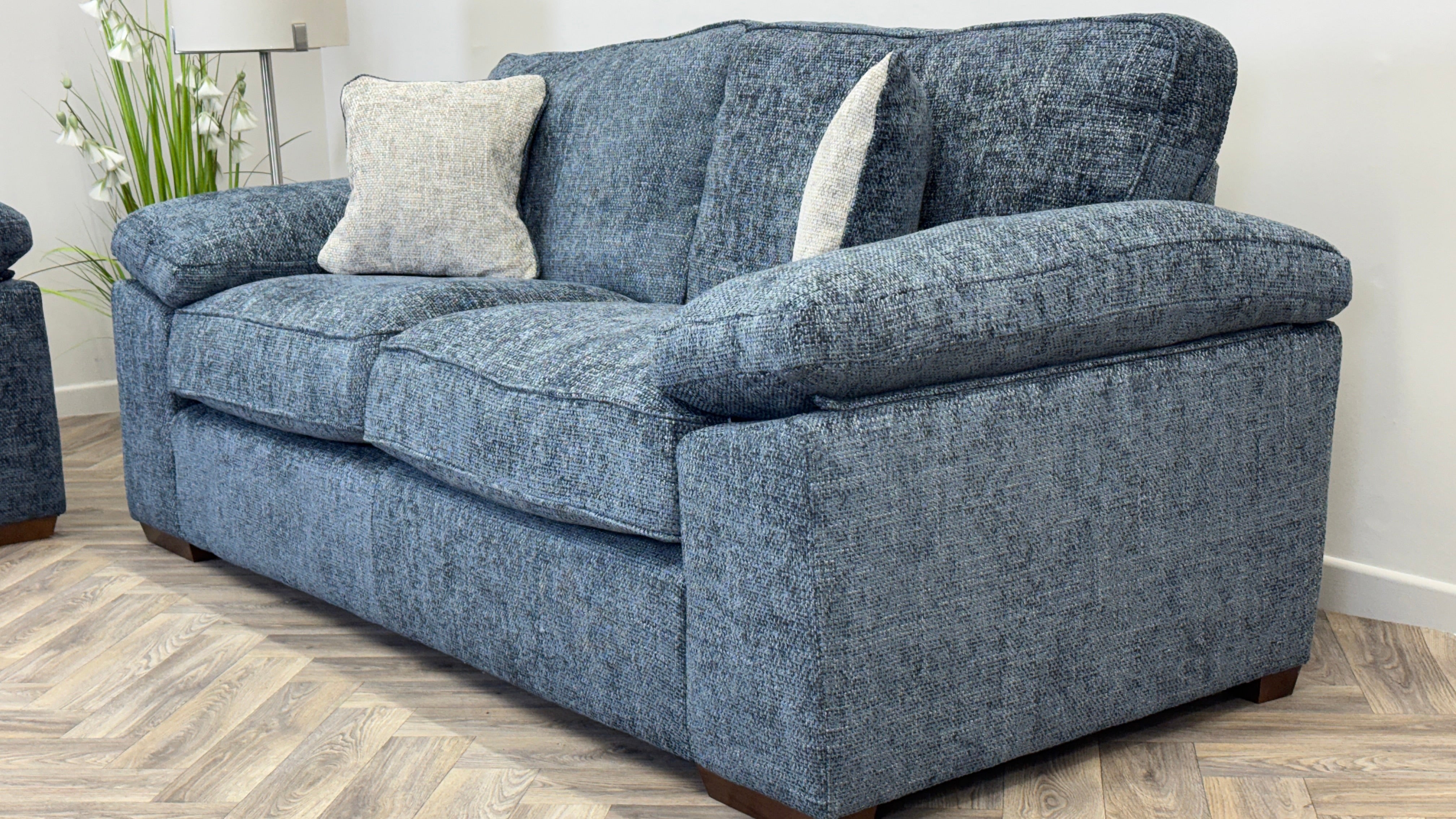 Hendrix 3 & 2 Seater Sofa Blue Fabric New Clearance