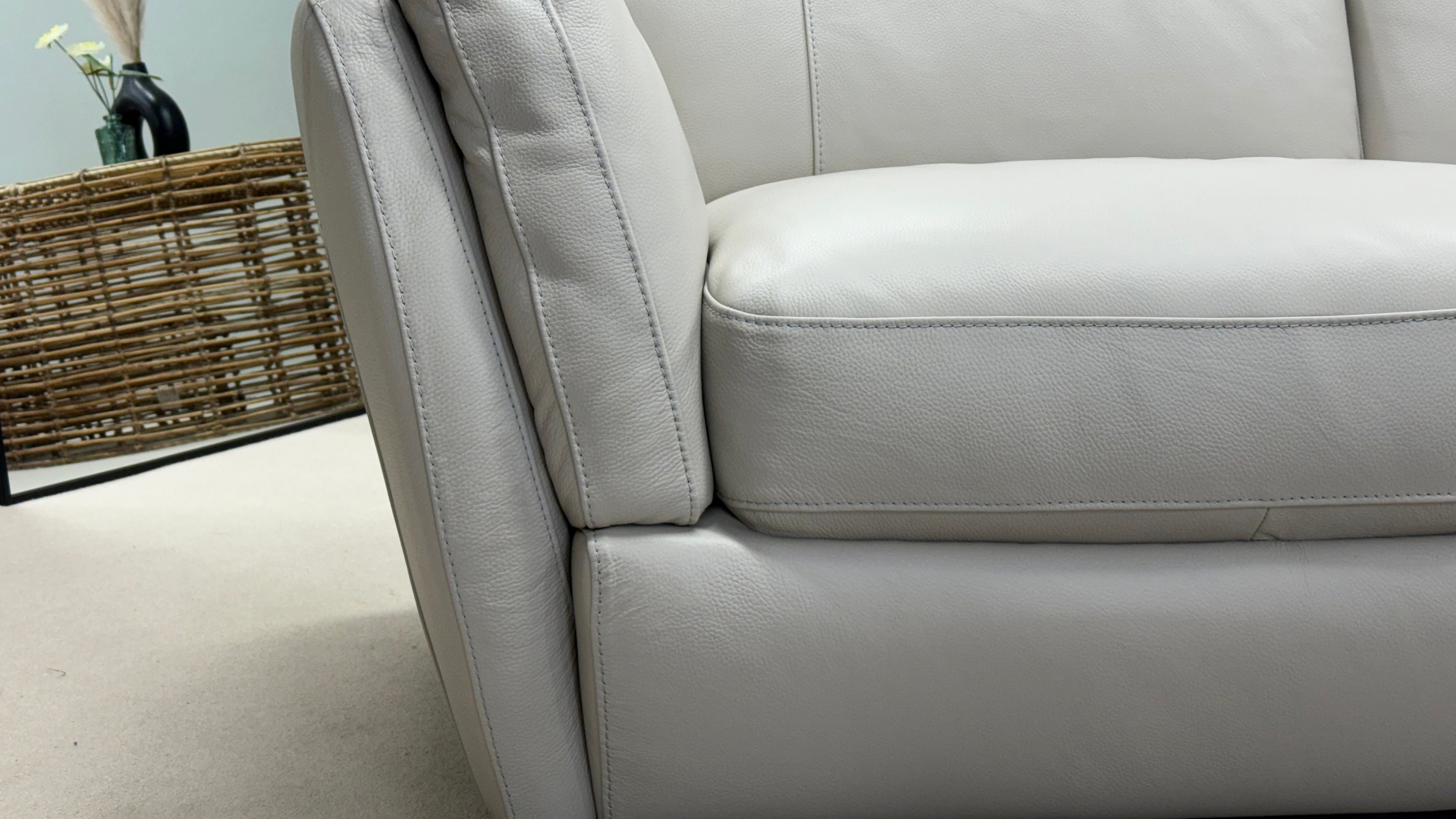 Amalfi 2 Seater Natuzzi Cream Leather - Oak Furniture land