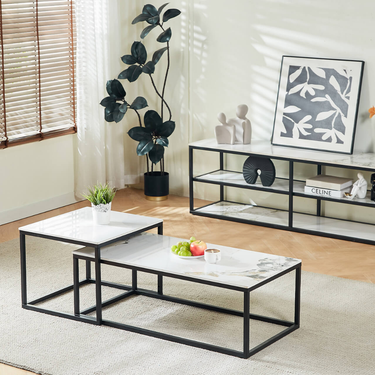 Monaco Coffee Table Set - White Sintered Stone