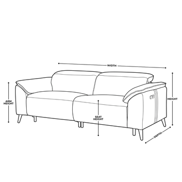 Hudson 3 Seater Power Recliner W/ Adjustable Headrests Fabric Sofa