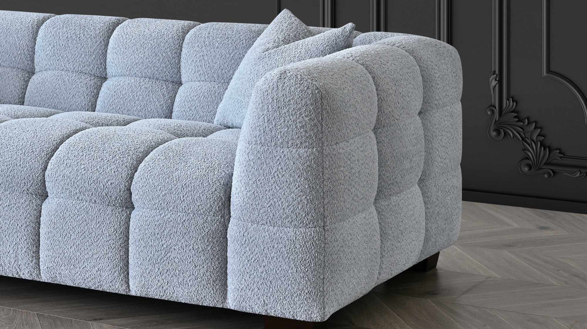 Harlem 3 Seater Sofa in Pearl Boucle Fabric