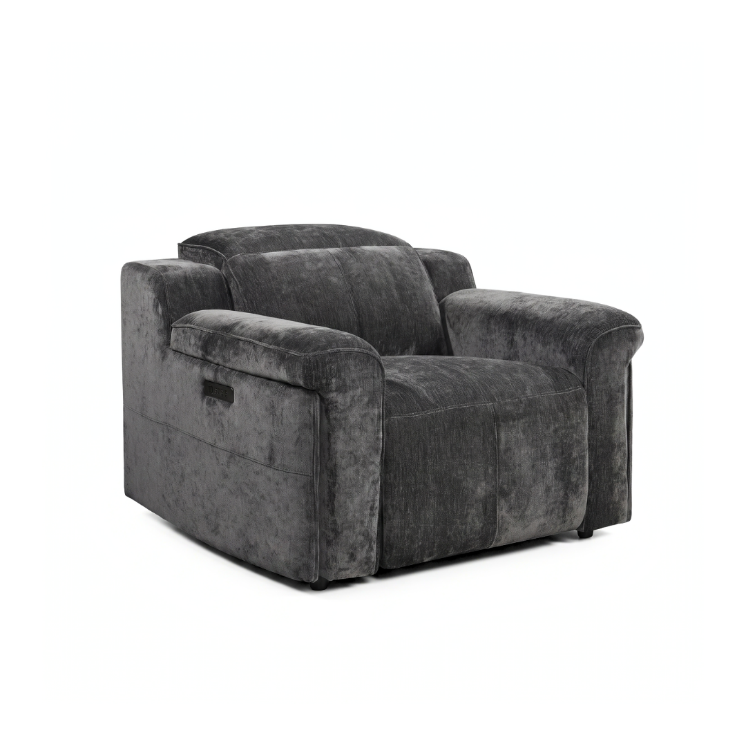 Empire Arm Chair Fabric 1 Seater w/ Power Recliner & Power Headrests