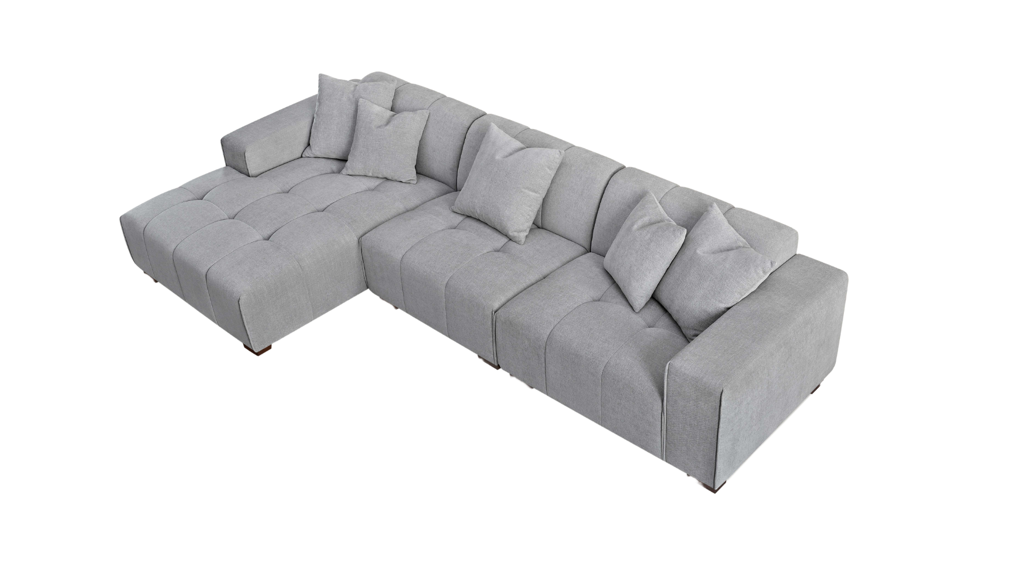 Leo Corner Chaise Sofa in Cloudy Grey Boucle - Lux Collection