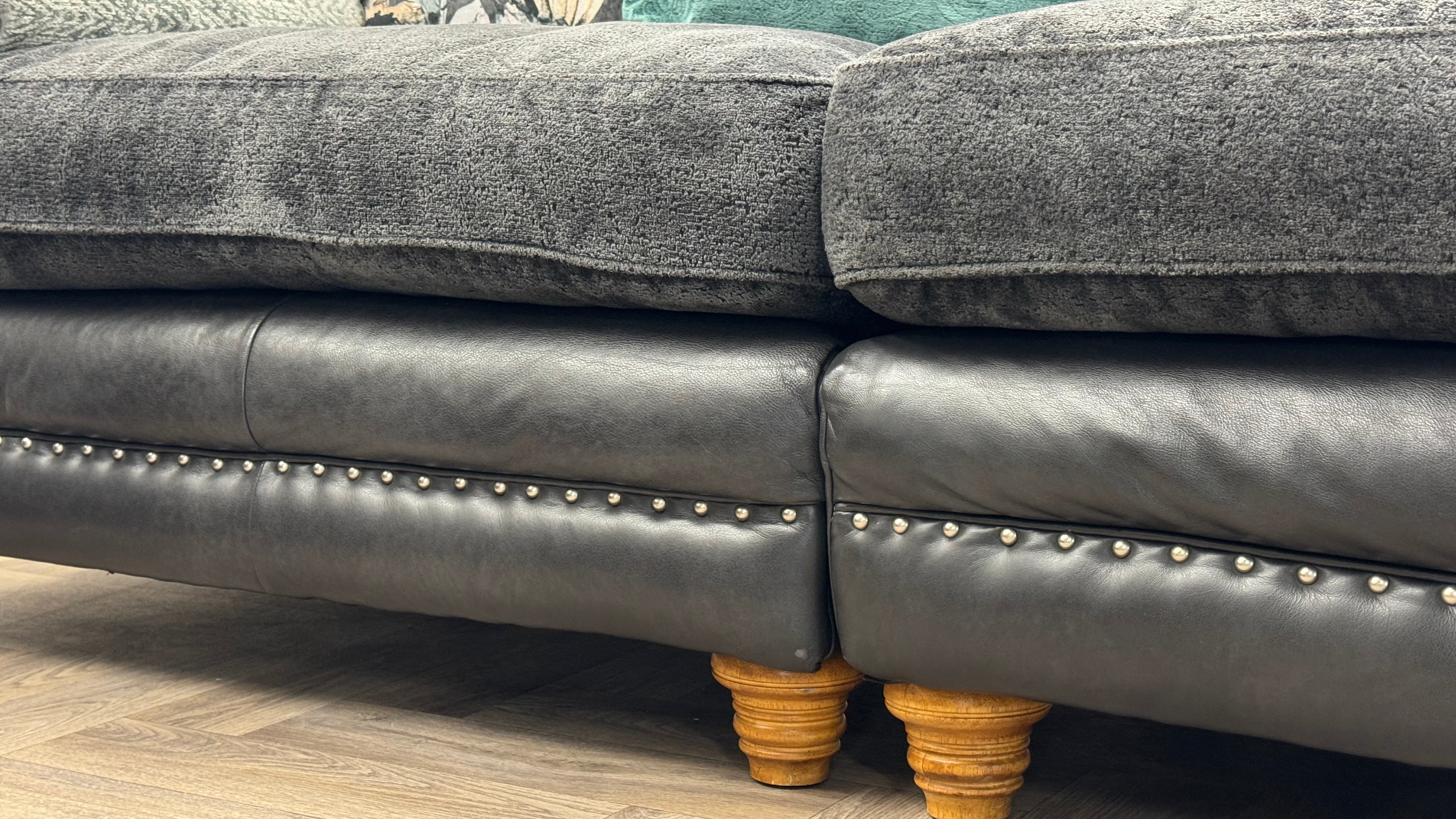 Sofology Persia 4 & 3 Seater Chesterfield Sofa Charcoal Leather Fabric Mix