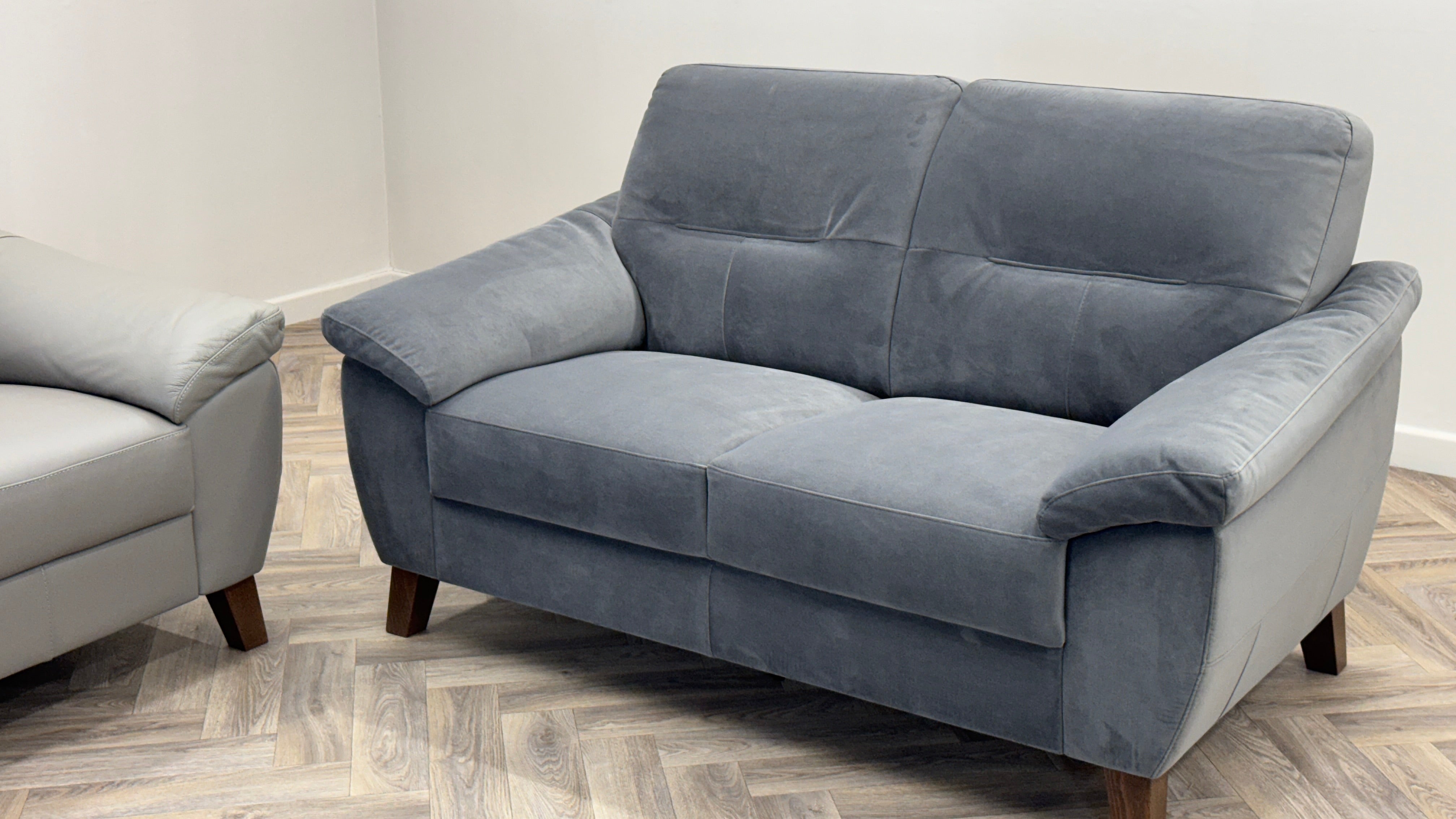 Salento 2 Seater Sofa & Chair Fabric Leather - Oak Furnitureland