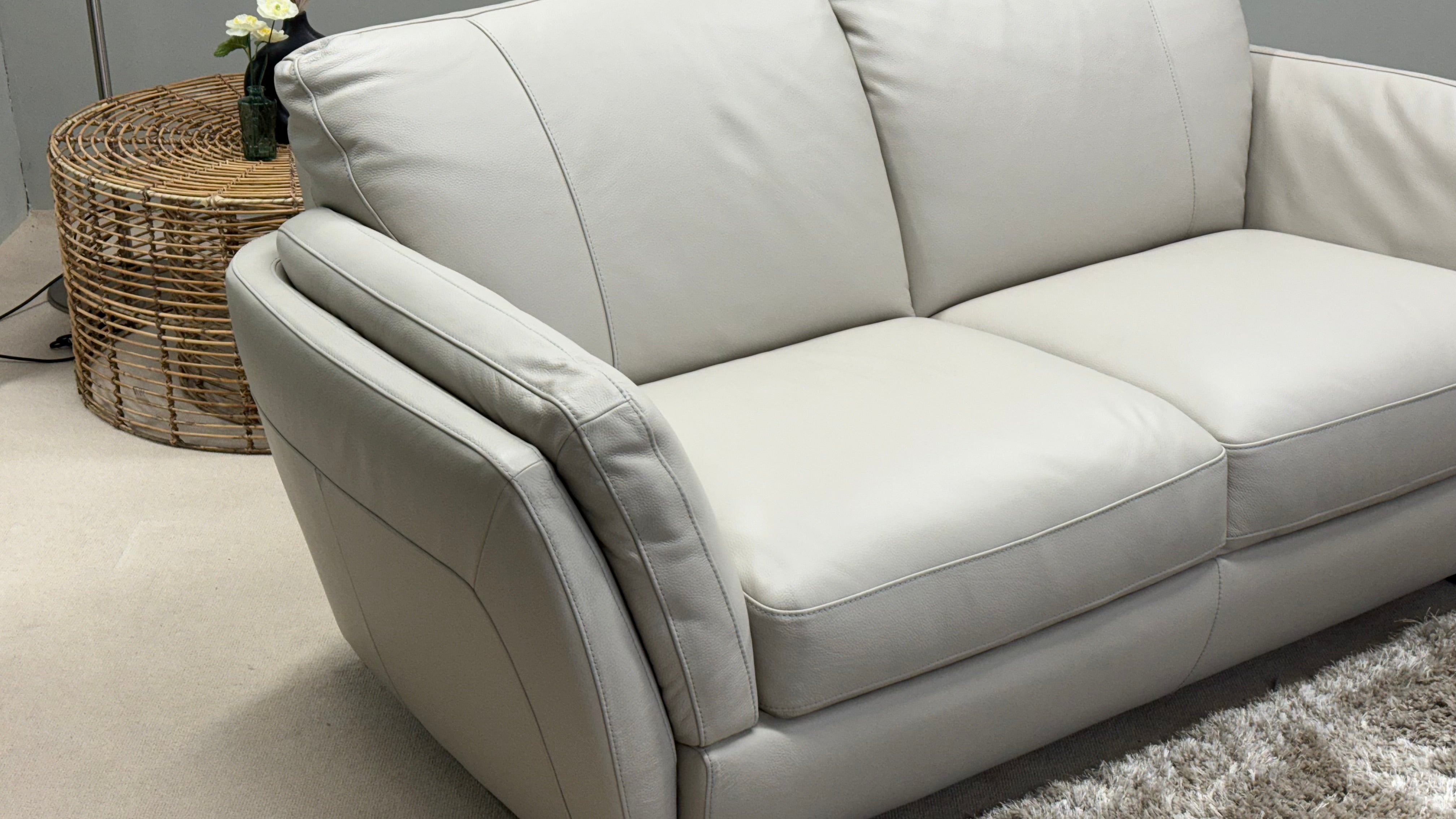 Amalfi 2 Seater Natuzzi Cream Leather - Oak Furniture land