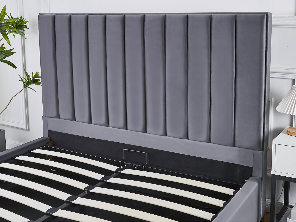 Capri Storage Ottoman Bed Frame Charcoal Fabric