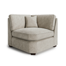 Beige Roxy Night corner box section sofa with plush cushions and soft fabric upholstery on wooden legs