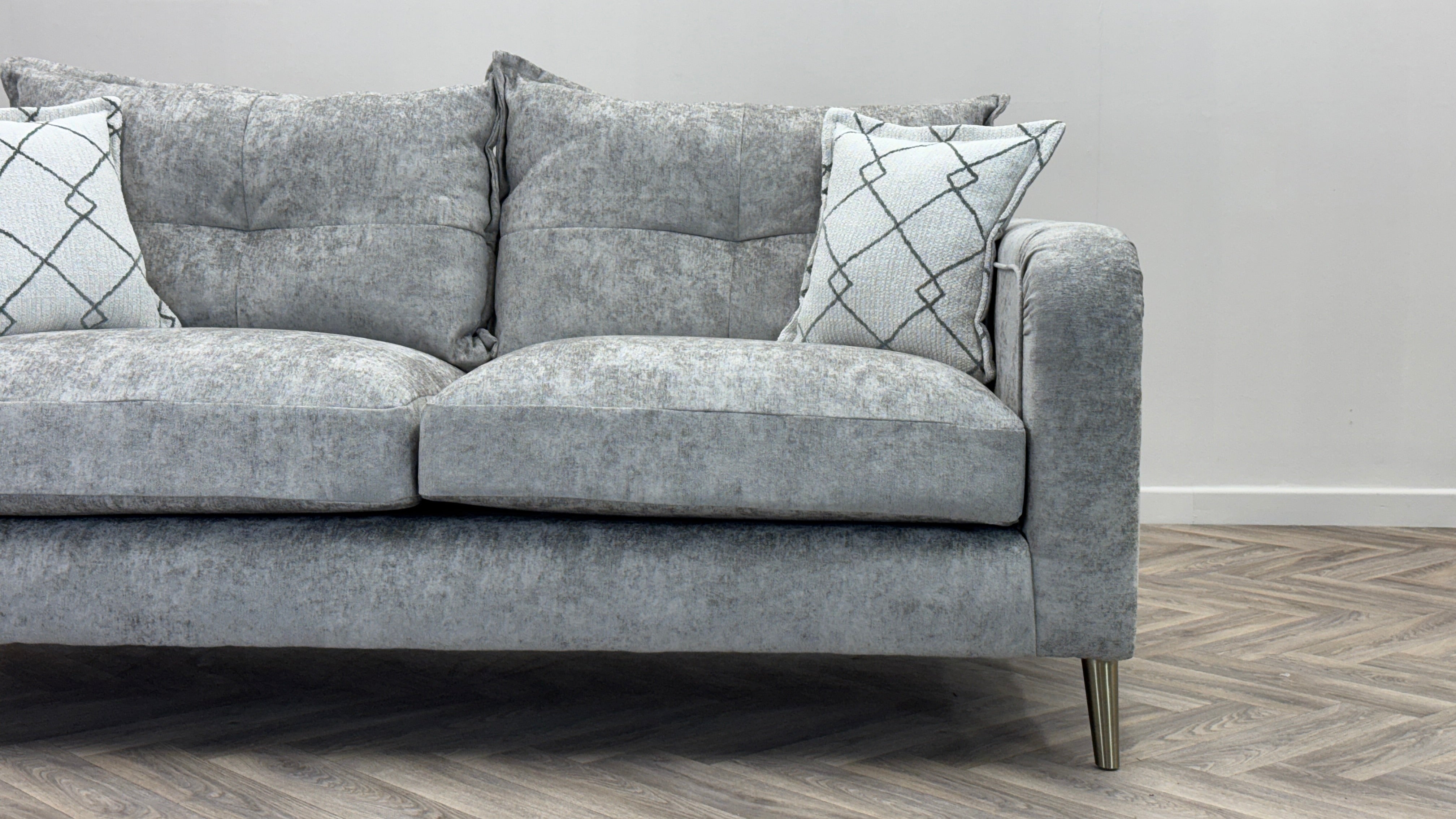 Hepburn 3 Seater Sofa Silver Fabric Sofa  - Oak Furniture Land