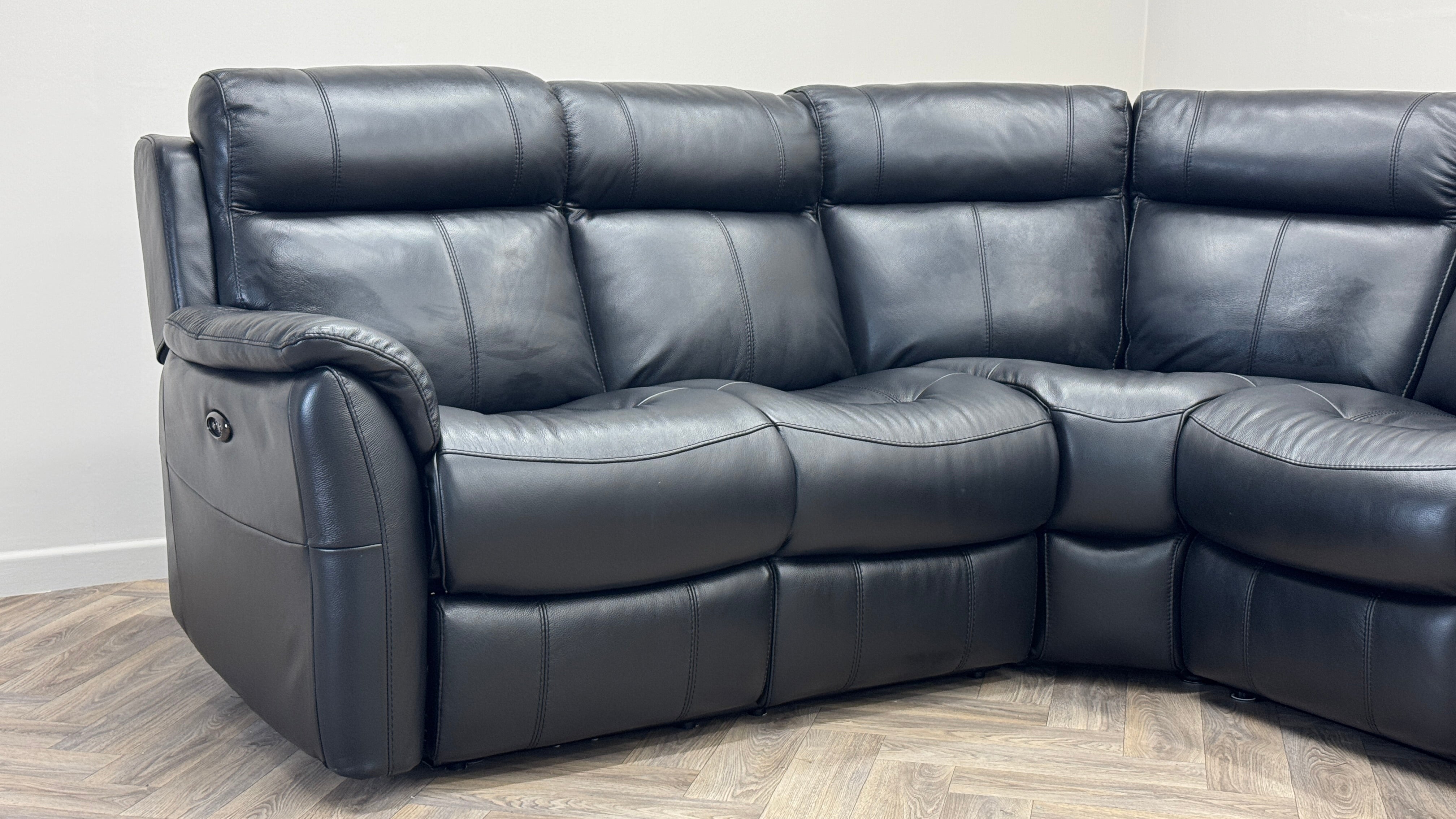 2 Corner 2 Sofa Power Recliner Black Leather