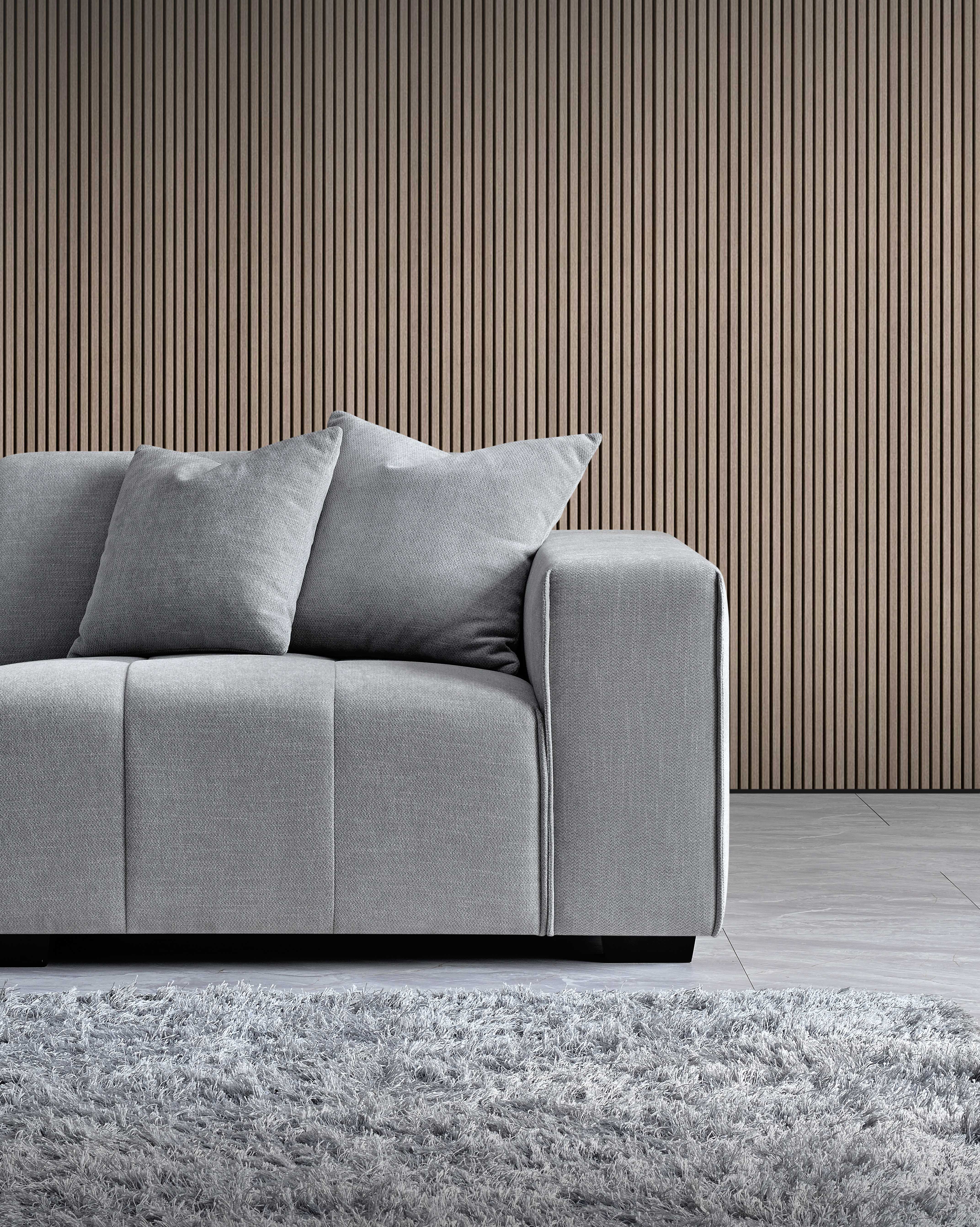 Leo Corner Chaise Sofa in Cloudy Grey Boucle - Lux Collection