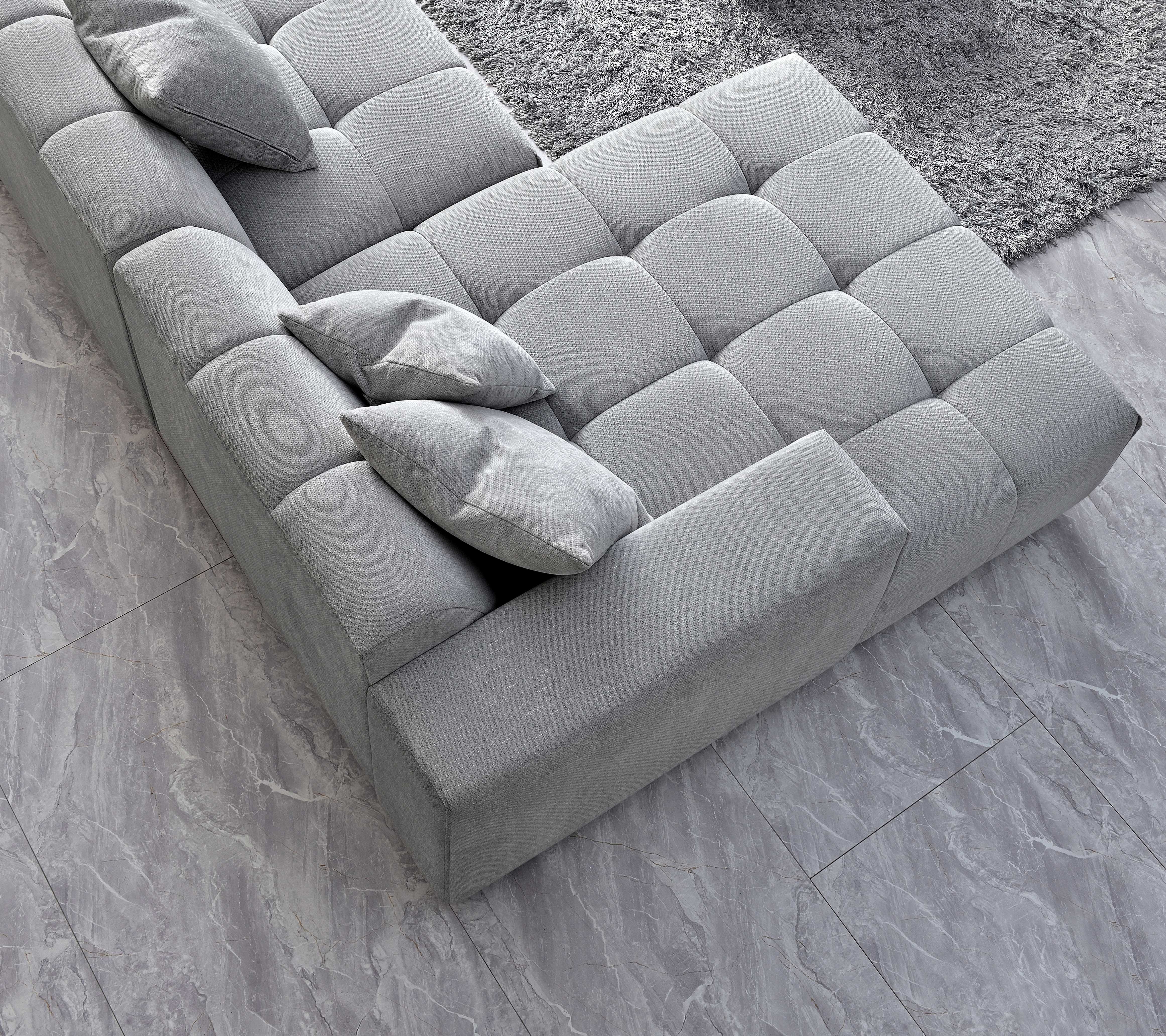 Leo Corner Chaise Sofa in Cloudy Grey Boucle - Lux Collection