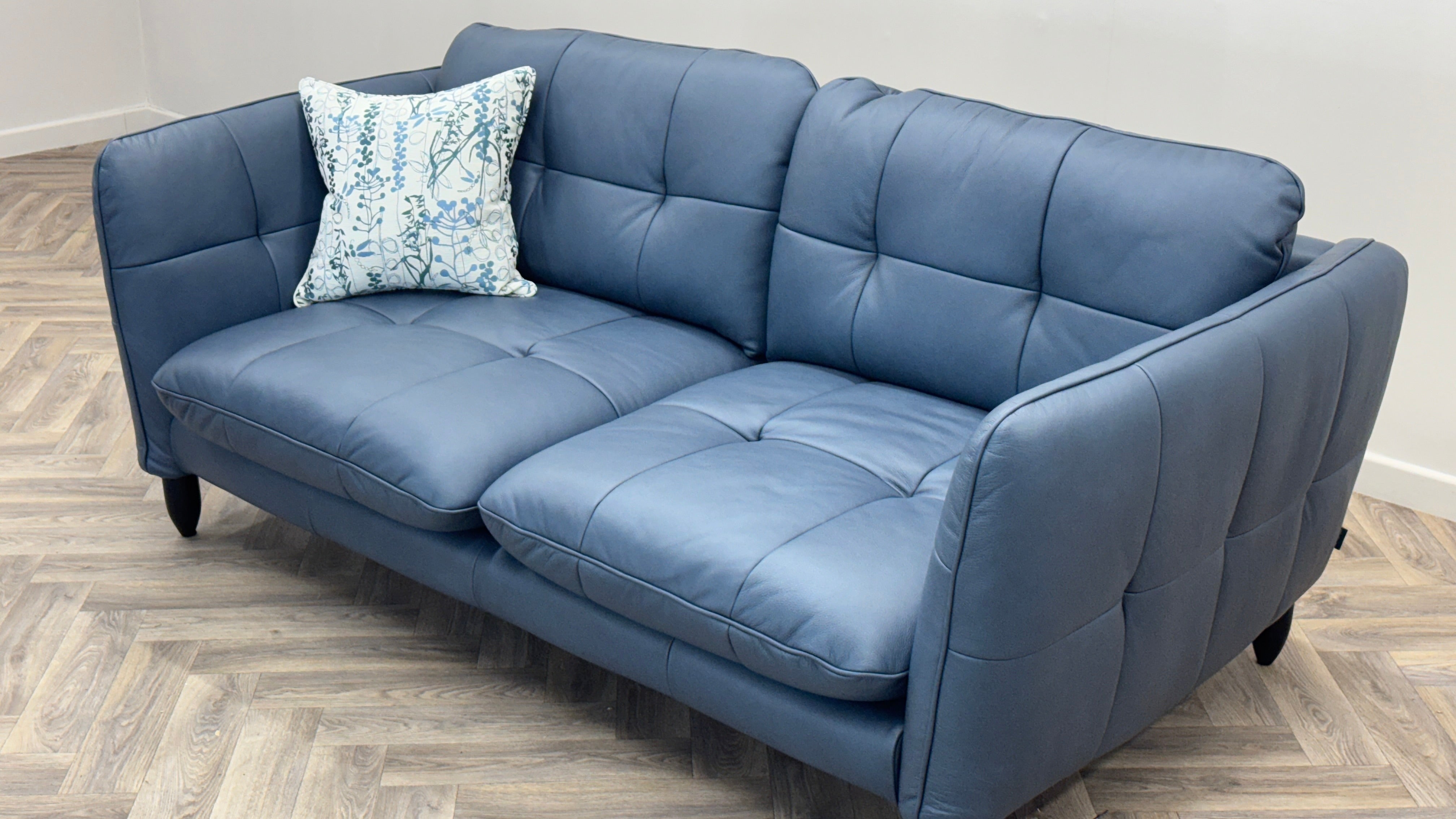 Jackie 3 Seater & Loveseat Blue Leather - Sample