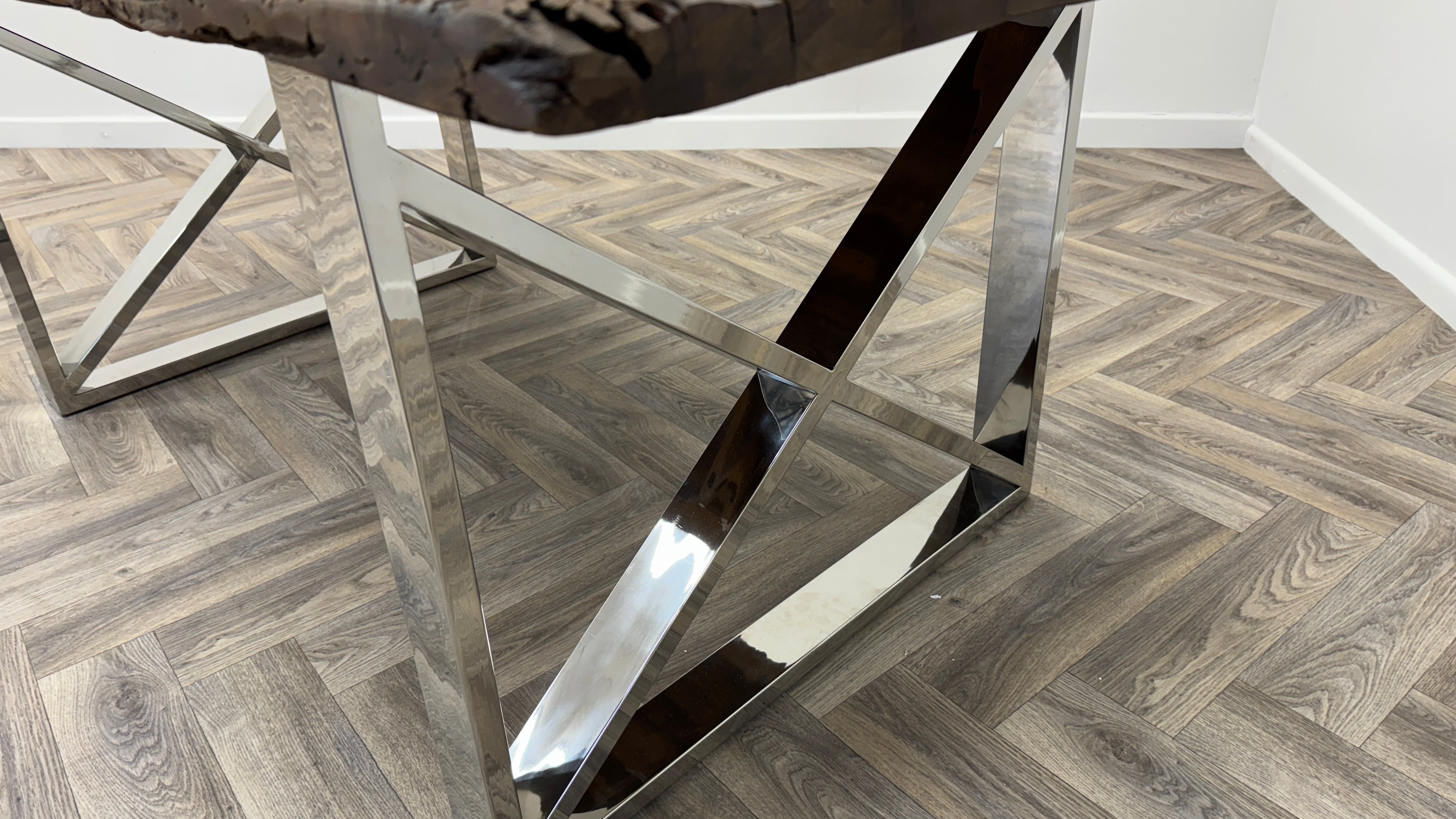 Dining Table with Chrome Cross Legs