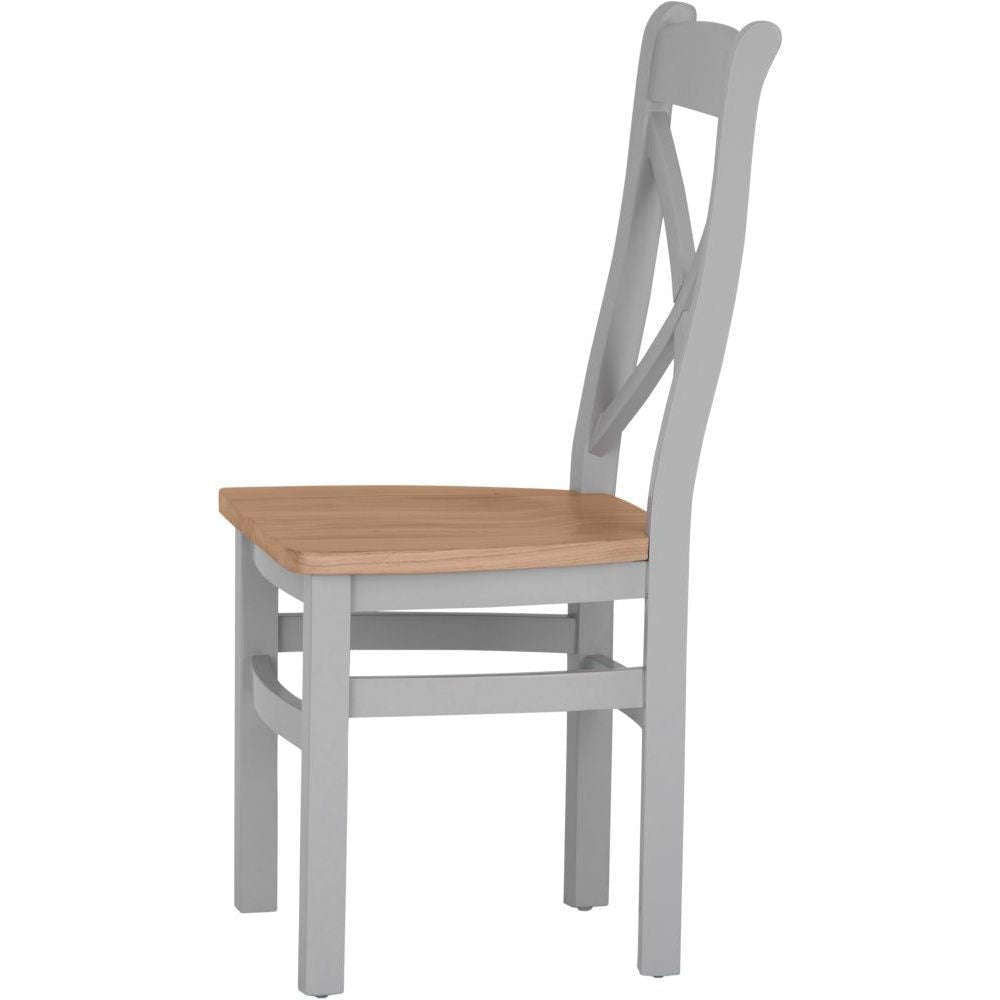 Earl Cross Back Chair with Wooden Seat - Grey